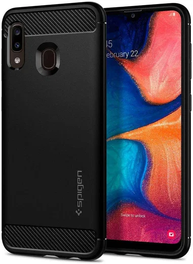 Spigen Rugged Armor Hoesje Samsung Galaxy A20 Zwart afbeelding 1