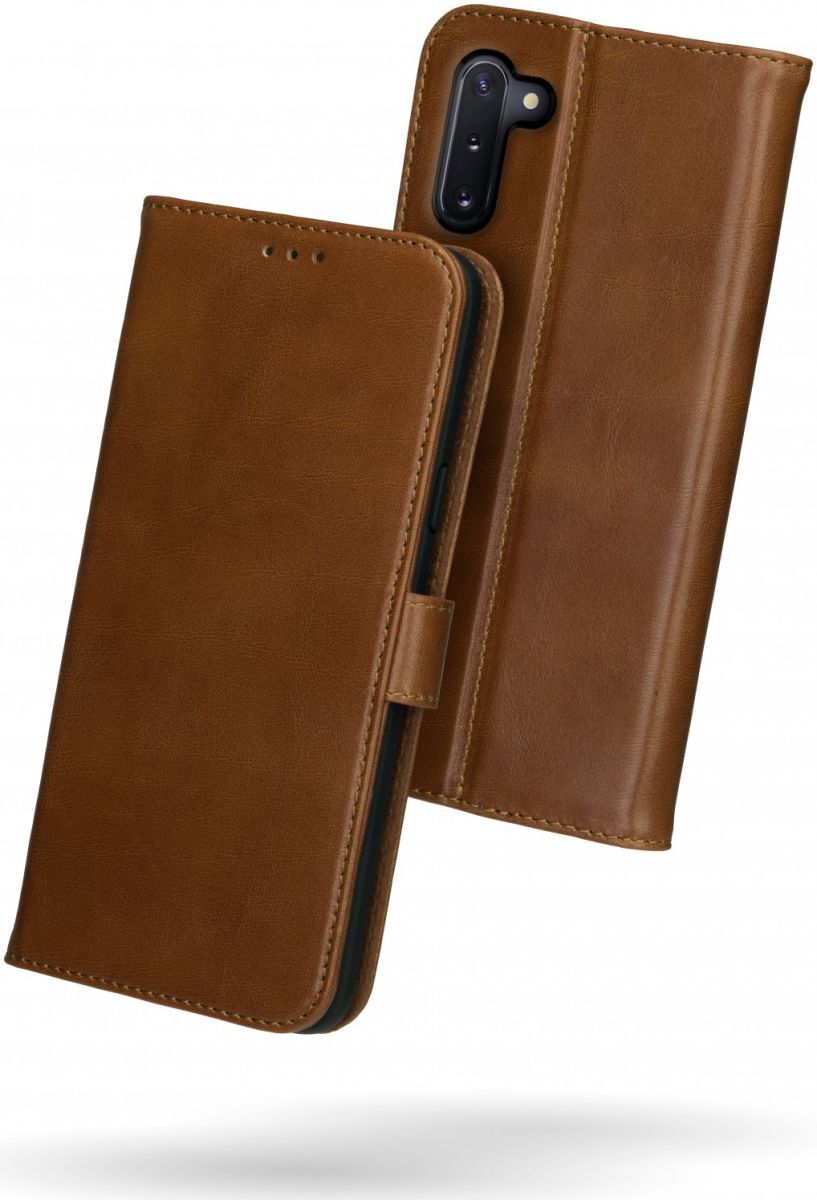Rosso Deluxe Samsung Galaxy Note 10 Hoesje Echt Leer Book Case Bruin afbeelding 2