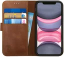 Rosso Deluxe Apple iPhone 11 Hoesje Echt Leer Book Case Bruin