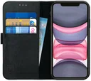 Rosso Deluxe Apple iPhone 11 Hoesje Echt Leer Book Case Zwart