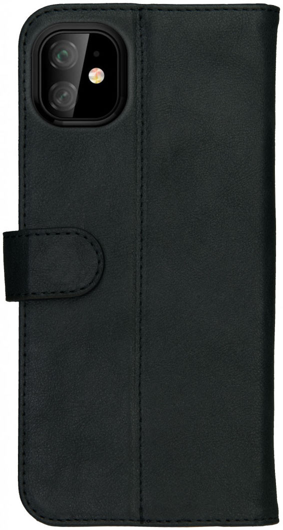Rosso Deluxe Apple iPhone 11 Hoesje Echt Leer Book Case Zwart afbeelding 6