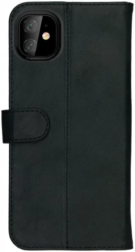 Rosso Deluxe Apple iPhone 11 Hoesje Echt Leer Book Case Zwart afbeelding 6