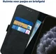 Rosso Deluxe Apple iPhone 11 Pro Max Hoesje Echt Leer Book Case Zwart afbeelding 8