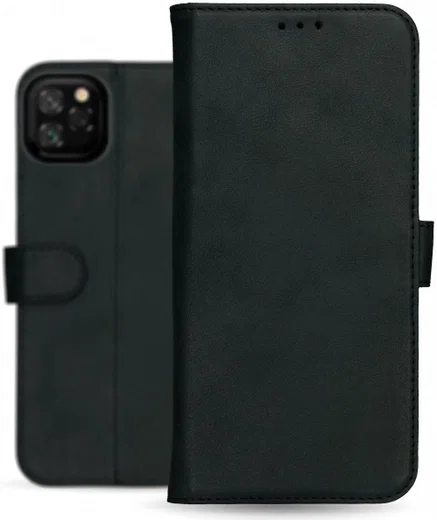 Rosso Deluxe Apple iPhone 11 Pro Max Hoesje Echt Leer Book Case Zwart afbeelding 10