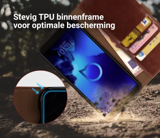 Rosso Element Alcatel 1S (2019) Hoesje Book Cover Bruin afbeelding 6