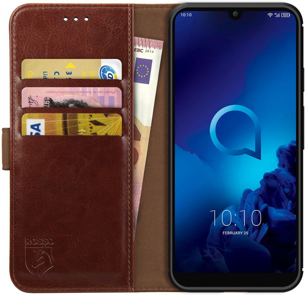 Rosso Element Alcatel 3 (2019) Hoesje Book Cover Bruin afbeelding 1