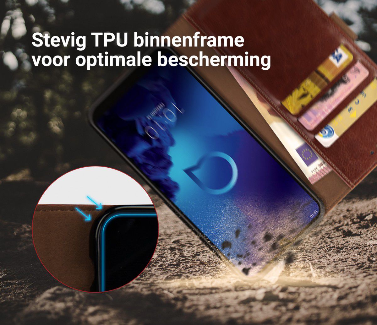 Rosso Element Alcatel 3 (2019) Hoesje Book Cover Bruin afbeelding 6