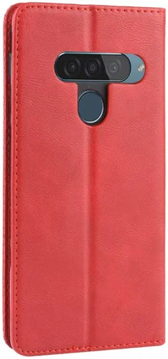 LG G8s Stijlvol Vintage Portemonnee Hoesje Rood afbeelding 6