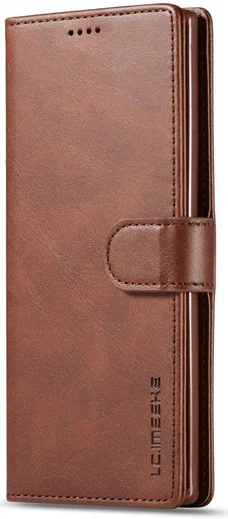 Samsung Galaxy Note 10 Leren Portemonnee Bookcase Hoesje Donker Bruin afbeelding 7