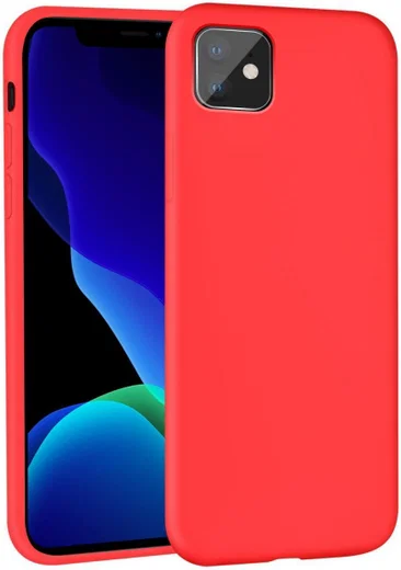 Apple iPhone 11 Hoesje Full Covered Siliconen Rood afbeelding 1