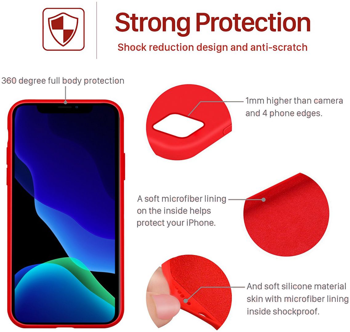 Apple iPhone 11 Hoesje Full Covered Siliconen Rood afbeelding 5