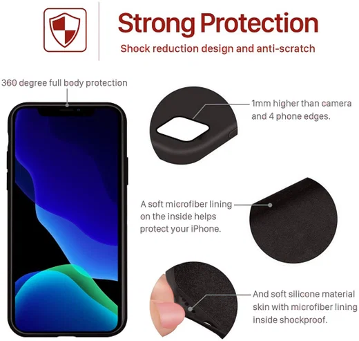 Apple iPhone 11 Hoesje Full Covered Siliconen Zwart afbeelding 5