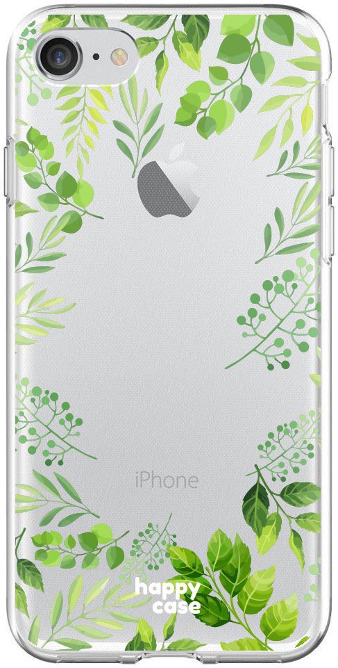 HappyCase Apple iPhone 8 Flexibel TPU Hoesje Leaves Print afbeelding 1