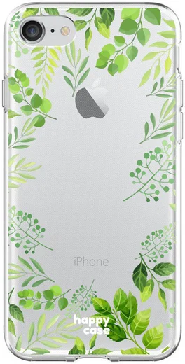 HappyCase Apple iPhone 8 Flexibel TPU Hoesje Leaves Print afbeelding 1