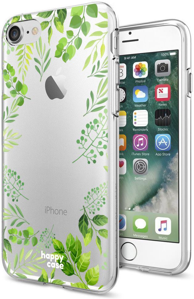 HappyCase Apple iPhone 8 Flexibel TPU Hoesje Leaves Print afbeelding 2