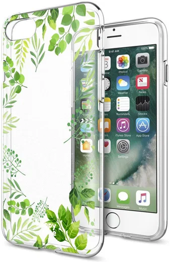 HappyCase Apple iPhone 8 Flexibel TPU Hoesje Leaves Print afbeelding 5