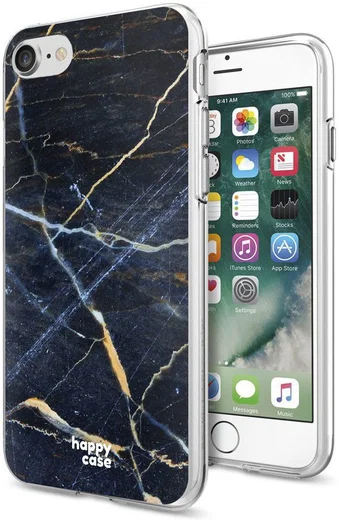 HappyCase Apple iPhone 8 Flexibel TPU Hoesje Donker Marmer Print afbeelding 2