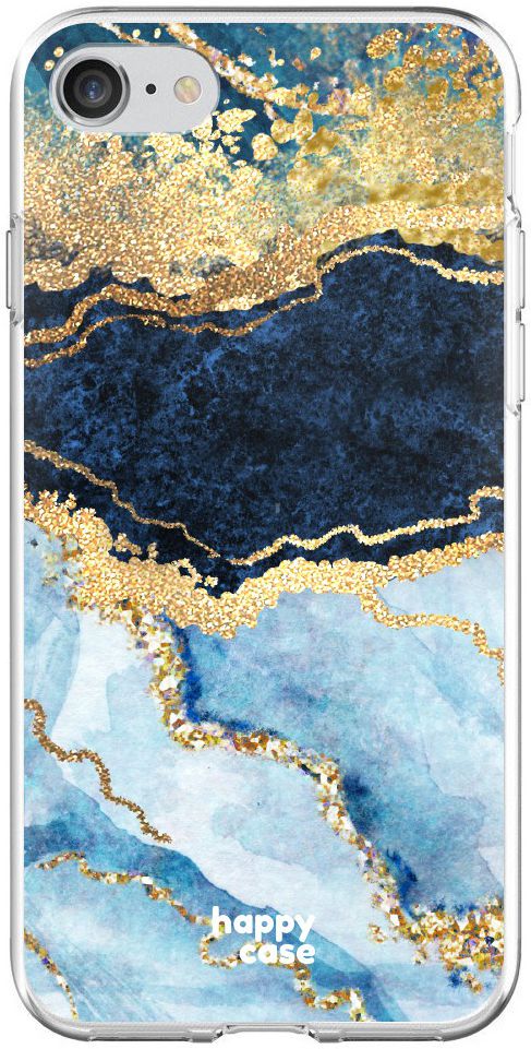 HappyCase Apple iPhone 8 Flexibel TPU Hoesje Blauw Marmer Print afbeelding 1