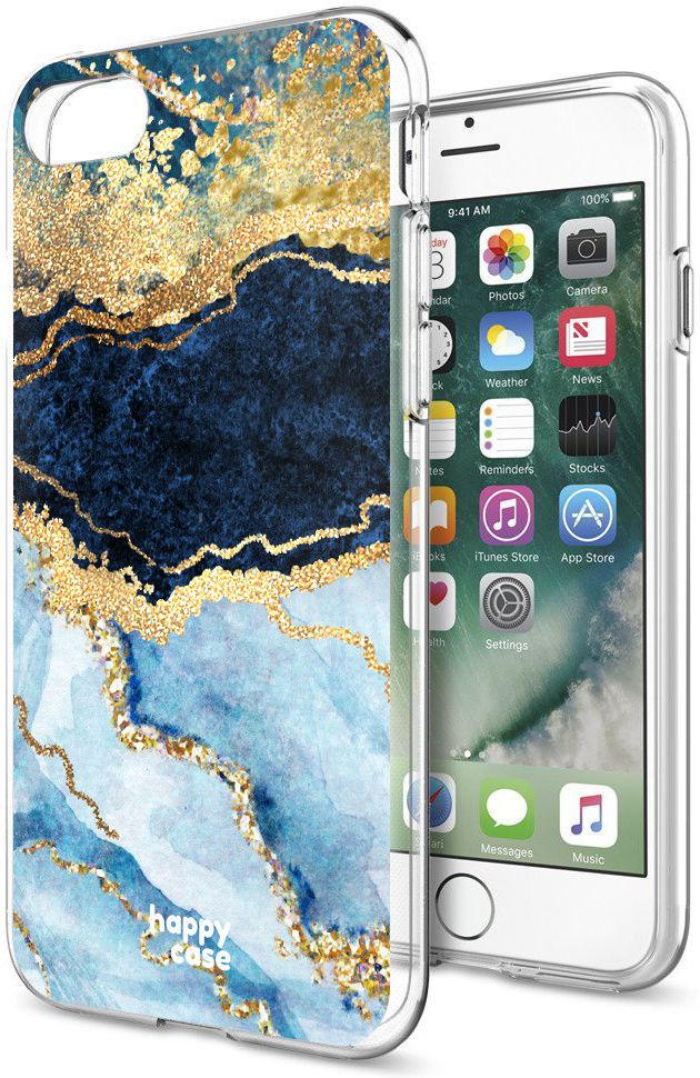 HappyCase Apple iPhone 8 Flexibel TPU Hoesje Blauw Marmer Print afbeelding 7