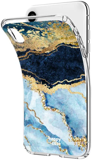 HappyCase Apple iPhone XR Hoesje Flexibel TPU Blauw Marmer Print afbeelding 6