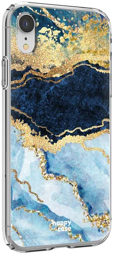HappyCase Apple iPhone XR Hoesje Flexibel TPU Blauw Marmer Print afbeelding 7