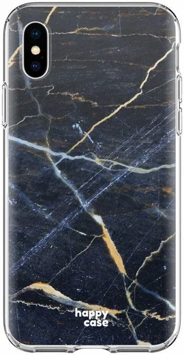 HappyCase Apple iPhone XS Flexibel TPU Hoesje Donker Marmer Print afbeelding 1
