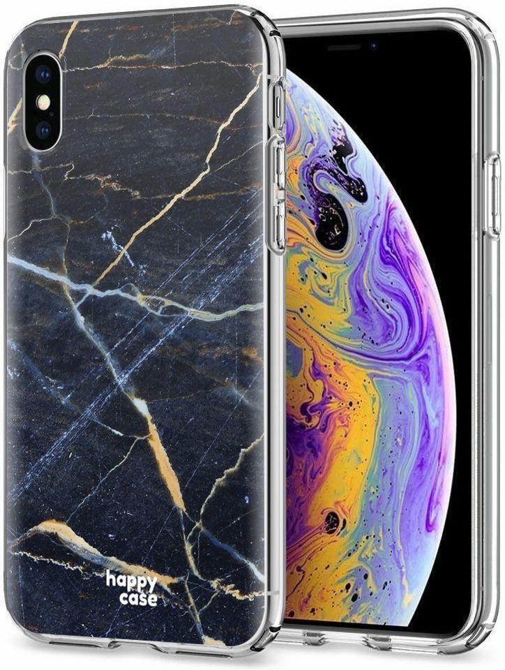 HappyCase Apple iPhone XS Flexibel TPU Hoesje Donker Marmer Print afbeelding 2