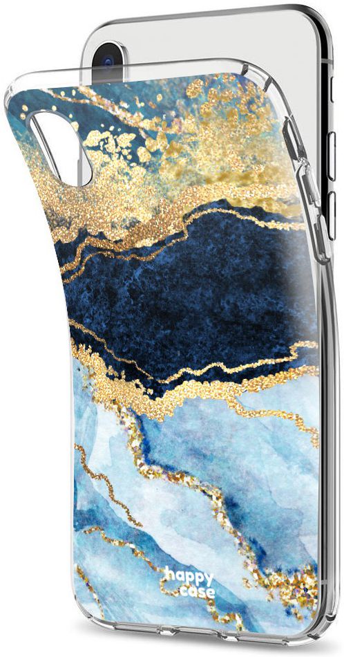 HappyCase Apple iPhone XS Flexibel TPU Hoesje Blauw Marmer Print afbeelding 7