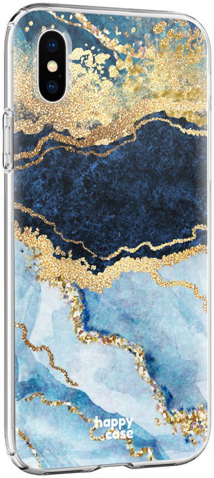 HappyCase Apple iPhone XS Flexibel TPU Hoesje Blauw Marmer Print afbeelding 8