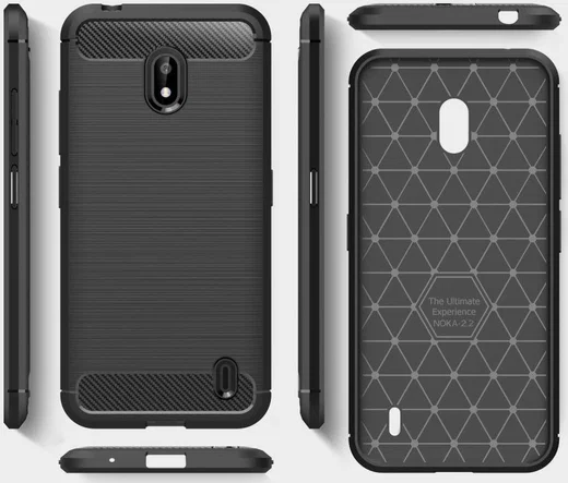 Nokia 2.2 Geborsteld TPU Hoesje Zwart afbeelding 9