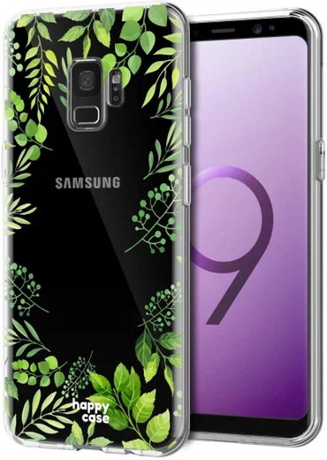 HappyCase Galaxy S9 Flexibel TPU Hoesje Leaves Print afbeelding 2