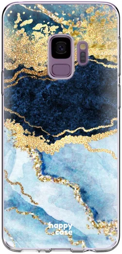 HappyCase Galaxy S9 Flexibel TPU Hoesje Blauw Marmer Print afbeelding 1