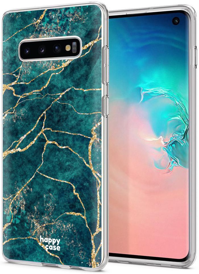 HappyCase Galaxy S10 Flexibel TPU Hoesje Aqua Marmer Print afbeelding 2