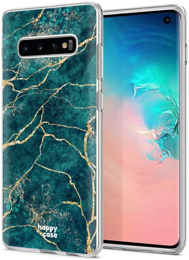HappyCase Galaxy S10 Flexibel TPU Hoesje Aqua Marmer Print afbeelding 2