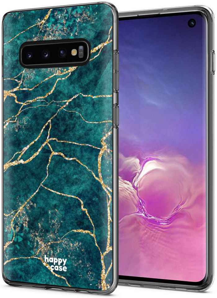 HappyCase Galaxy S10 Flexibel TPU Hoesje Aqua Marmer Print afbeelding 6
