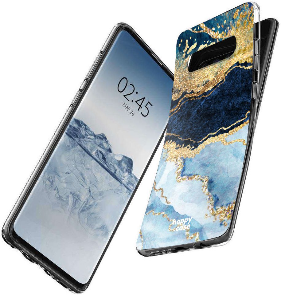 HappyCase Galaxy S10 Flexibel TPU Hoesje Blauw Marmer Print afbeelding 6