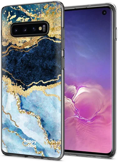 HappyCase Galaxy S10 Flexibel TPU Hoesje Blauw Marmer Print afbeelding 7