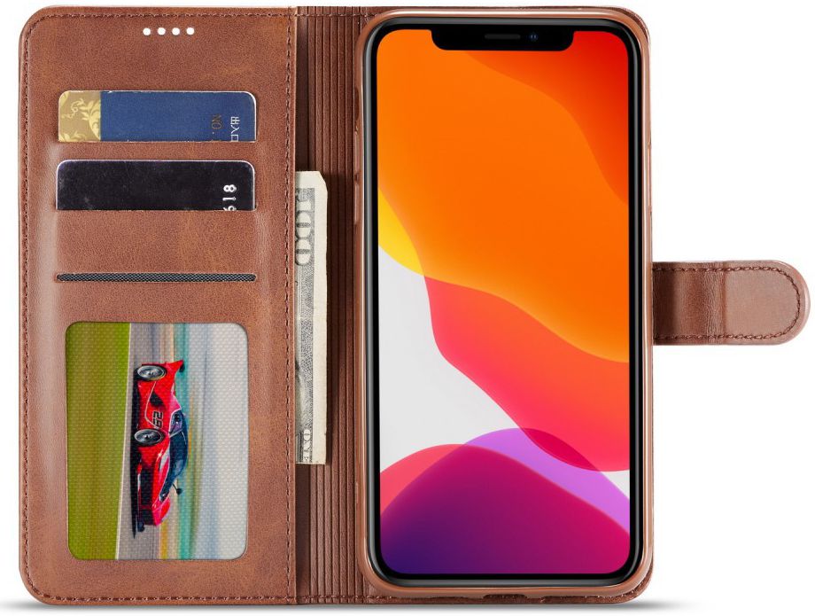 Apple iPhone 11 Pro Stand Portemonnee Bookcase Hoesje Coffee afbeelding 2