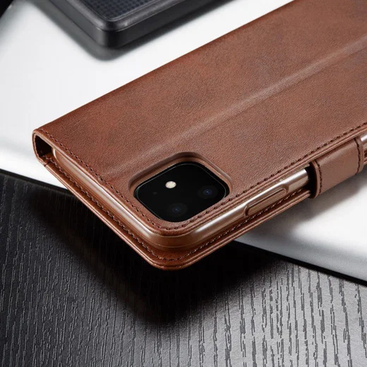 Apple iPhone 11 Portemonnee Bookcase Hoesje Met Stand Bruin afbeelding 16