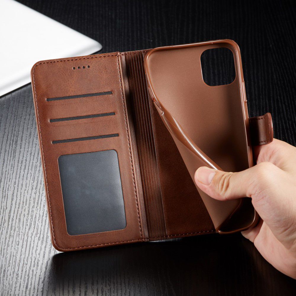 Apple iPhone 11 Portemonnee Bookcase Hoesje Met Stand Bruin afbeelding 17