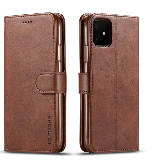 Apple iPhone 11 Portemonnee Bookcase Hoesje Met Stand Bruin afbeelding 4