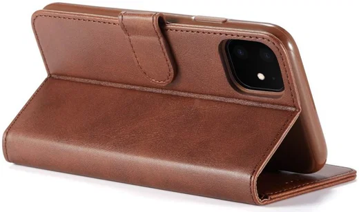 Apple iPhone 11 Portemonnee Bookcase Hoesje Met Stand Bruin afbeelding 8