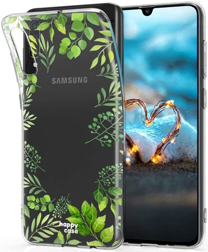 HappyCase Samsung Galaxy A70 Flexibel TPU Hoesje Leaves Print afbeelding 2