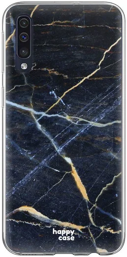 HappyCase Samsung Galaxy A70 Flexibel TPU Hoesje Donker Marmer Print afbeelding 1