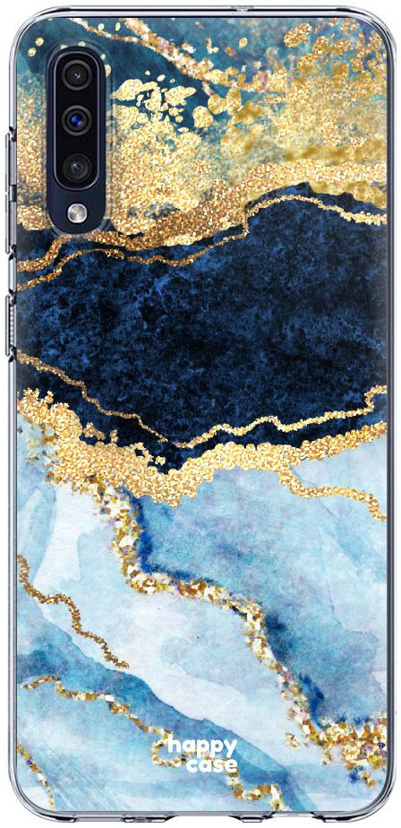 HappyCase Samsung Galaxy A50 Hoesje Flexibel TPU Blauw Marmer Print afbeelding 1