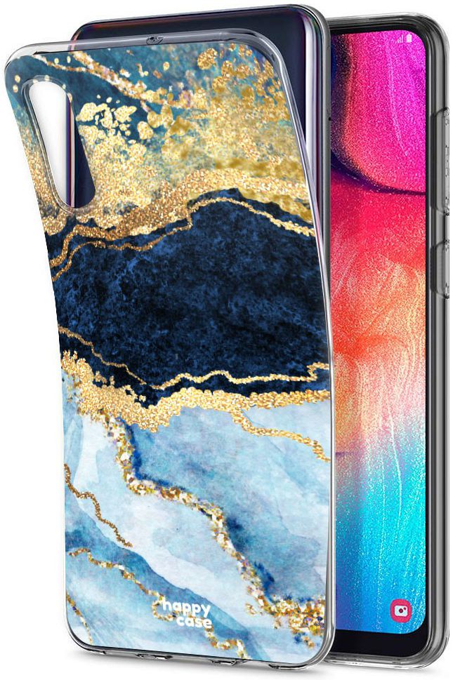 HappyCase Samsung Galaxy A50 Hoesje Flexibel TPU Blauw Marmer Print afbeelding 7