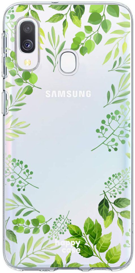 HappyCase Samsung Galaxy A40 Flexibel TPU Hoesje Leaves Print afbeelding 1