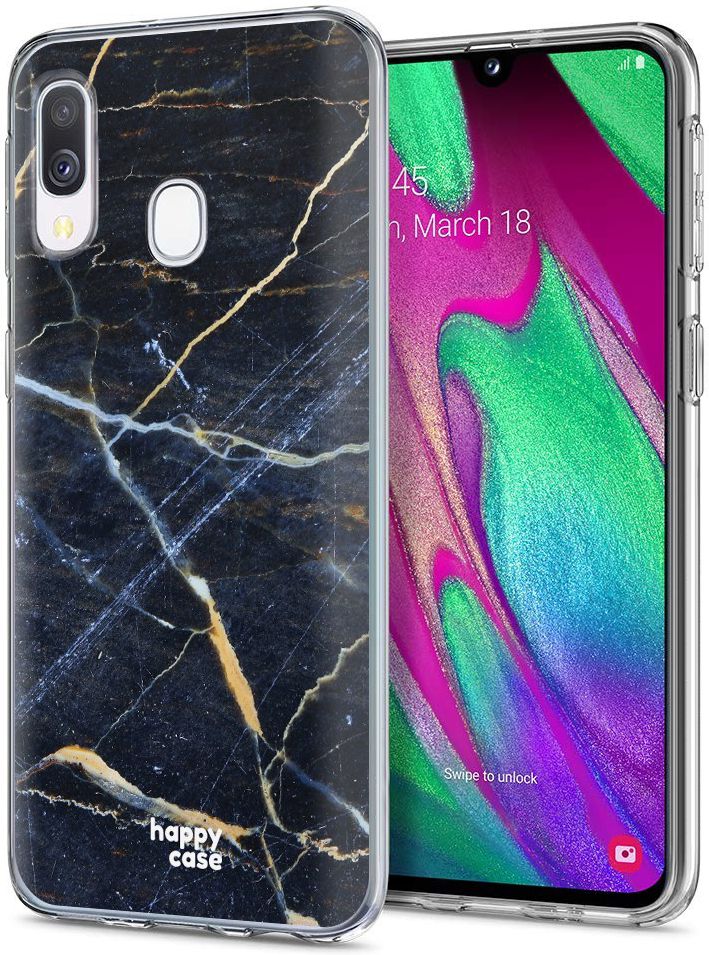 HappyCase Samsung Galaxy A40 Flexibel TPU Hoesje Donker Marmer Print afbeelding 2