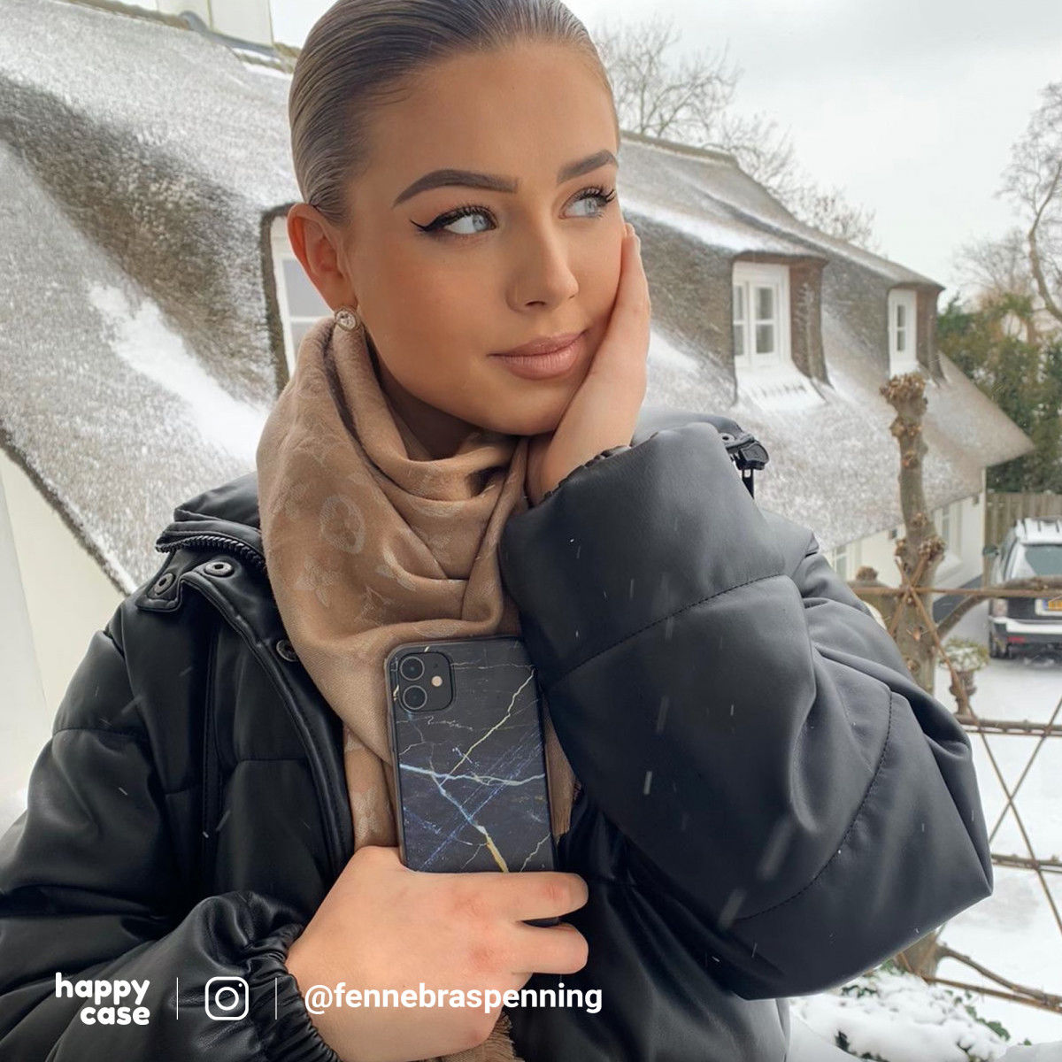 HappyCase Samsung Galaxy A40 Flexibel TPU Hoesje Donker Marmer Print afbeelding 4