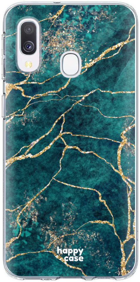 HappyCase Samsung Galaxy A40 Flexibel TPU Hoesje Aqua Marmer Print afbeelding 1